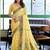 Yellow handloom woven linen jacquard traditional saree with blouse
