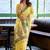 Yellow handloom woven linen jacquard traditional saree with blouse