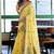 Yellow handloom woven linen jacquard traditional saree with blouse