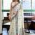 White handloom woven linen jacquard traditional saree with blouse