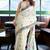 White handloom woven linen jacquard traditional saree with blouse