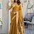 mustard zari woven cotton blend jacquard traditional saree with blouse