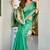 sea green zari woven cotton blend jacquard traditional saree with blouse