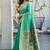 sea green zari woven cotton blend jacquard traditional saree with blouse