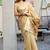 beige zari woven cotton blend jacquard traditional saree with blouse