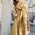 beige zari woven cotton blend jacquard traditional saree with blouse