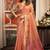 coral zari woven cotton blend traditional saree with blouse