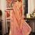 coral zari woven cotton blend traditional saree with blouse
