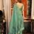 teal zari woven cotton blend traditional saree with blouse