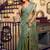 teal green litchi work kolkata cotton blend traditional saree with blouse