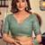 teal green litchi work kolkata cotton blend traditional saree with blouse