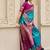 sky blue banarasi silk blend festive wear saree