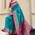sky blue banarasi silk blend festive wear saree