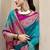 sky blue banarasi silk blend festive wear saree