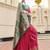 salmon banarasi silk blend festive wear saree