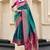 cyan banarasi silk blend festive wear saree