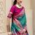 cyan banarasi silk blend festive wear saree