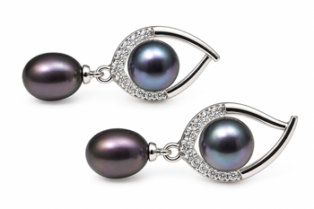 Certified natural freshwater pearls jewellery natural pearls black freshwater pearl drop earrings, 22x10 mm 5