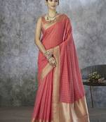 salmon cotton silk festival wear saree
