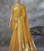 mustard cotton silk festival wear saree