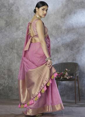 onion pink cotton silk festival wear saree 3