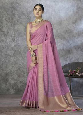 onion pink cotton silk festival wear saree 1