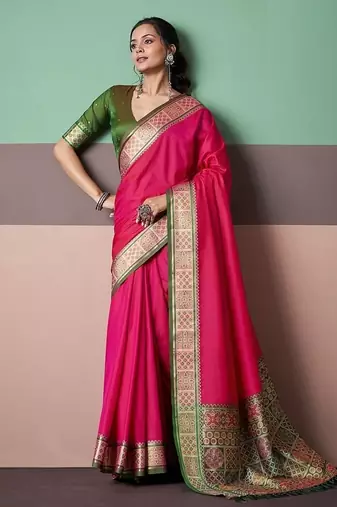 red patola silk blend casual wear saree