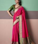 red patola silk blend casual wear saree