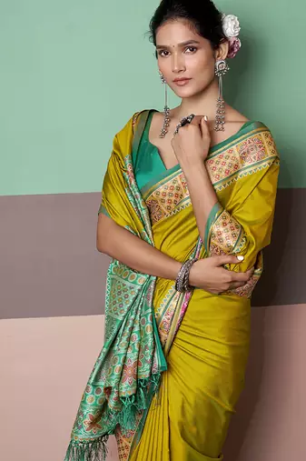 pear patola silk blend casual wear saree