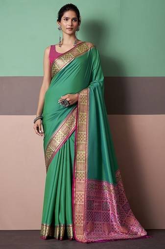 turquoise  patola silk blend casual wear saree