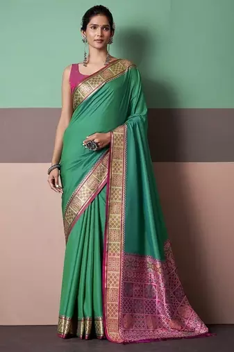 turquoise  patola silk blend casual wear saree