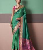 turquoise  patola silk blend casual wear saree