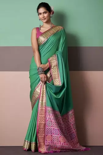 turquoise  patola silk blend casual wear saree
