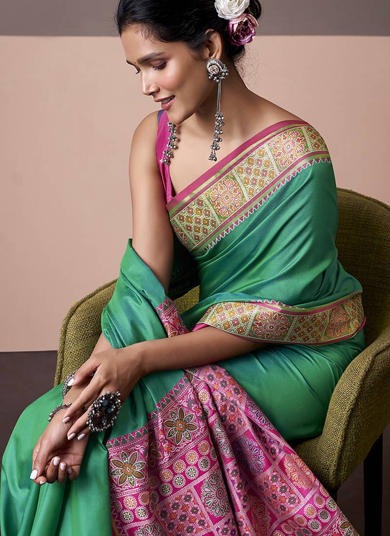 turquoise  patola silk blend casual wear saree