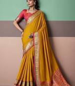 mustard patola silk blend casual wear saree