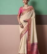 white patola silk blend casual wear saree