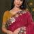 wine crape floral motifs thread embroidery party wear saree