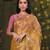 golden satin floral multi thread embroidery party wear saree