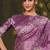 purple satin multi thread embroidery party wear saree