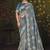 powder blue tissue zari thread embroidery party wear saree