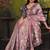 mauve organza zari floral motifs thread embroidery party wear saree