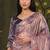 mauve organza zari floral motifs thread embroidery party wear saree