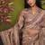 beige organza zari  floral multi thread embroidery party wear saree