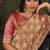 beige satin multi thread embroidery with mirror hand work party wear saree