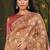beige satin multi thread embroidery with mirror hand work party wear saree