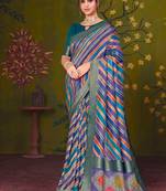 multiclour tussar printed party wear saree