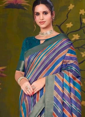 multiclour tussar printed party wear saree 3