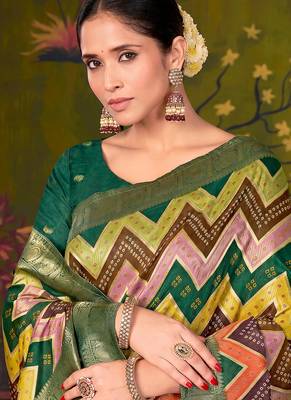 multiclour tussar printed party wear saree 2