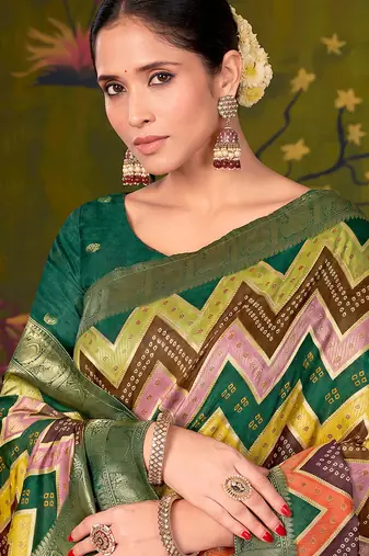 multiclour tussar printed party wear saree