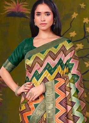 multiclour tussar printed party wear saree 3